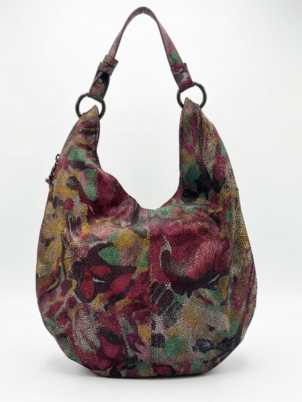 HOBO GARDNER FALL FOLIAGE METALLIC  leather slouchy shoulder bag cottagecore